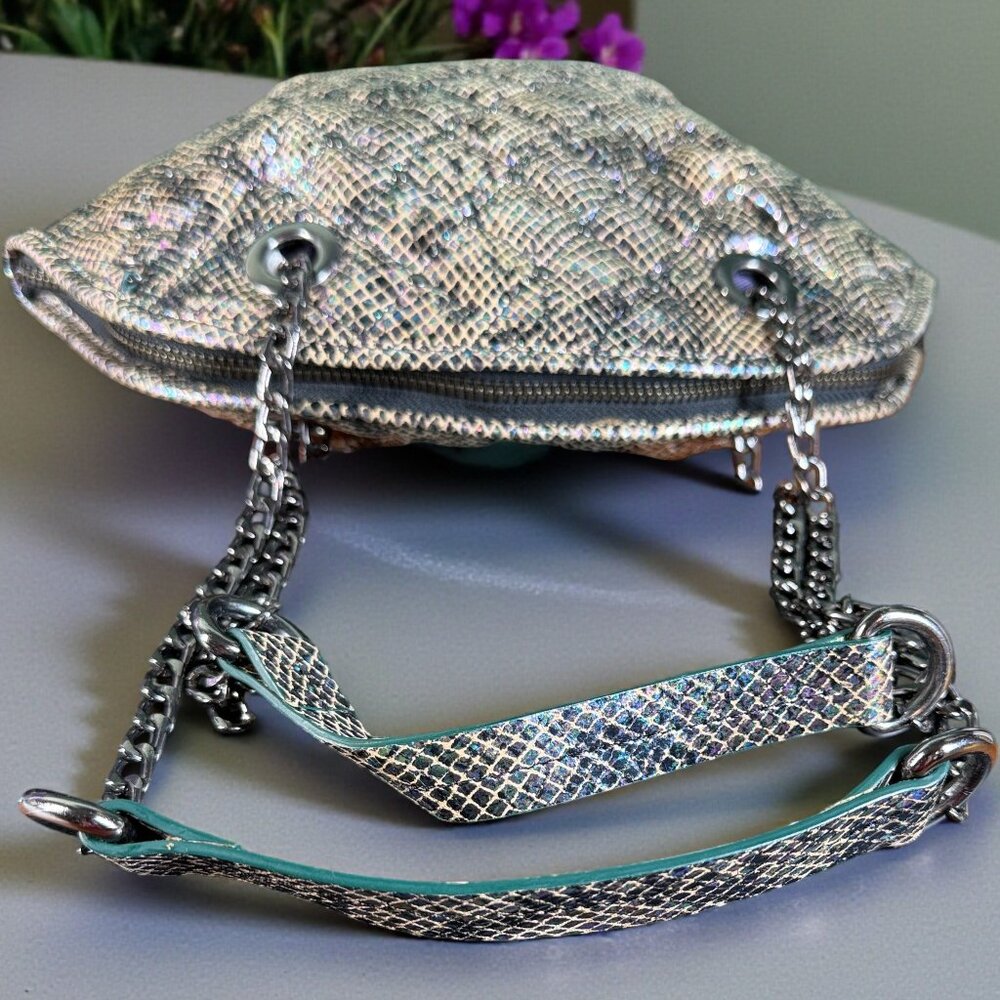 Sharif Metallic Python Embossed Leather Dome Conv… - image 13